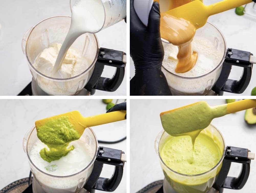 Making Avocado Es Mambo Avocado purée blended with creamy milk base for Es Mambo