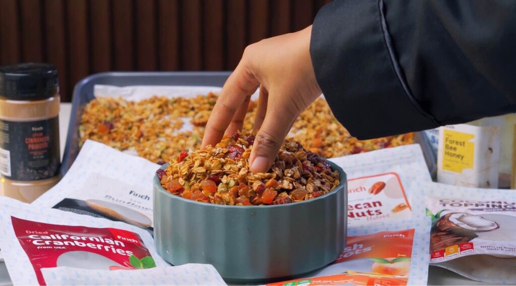 Home made granola in a bowl